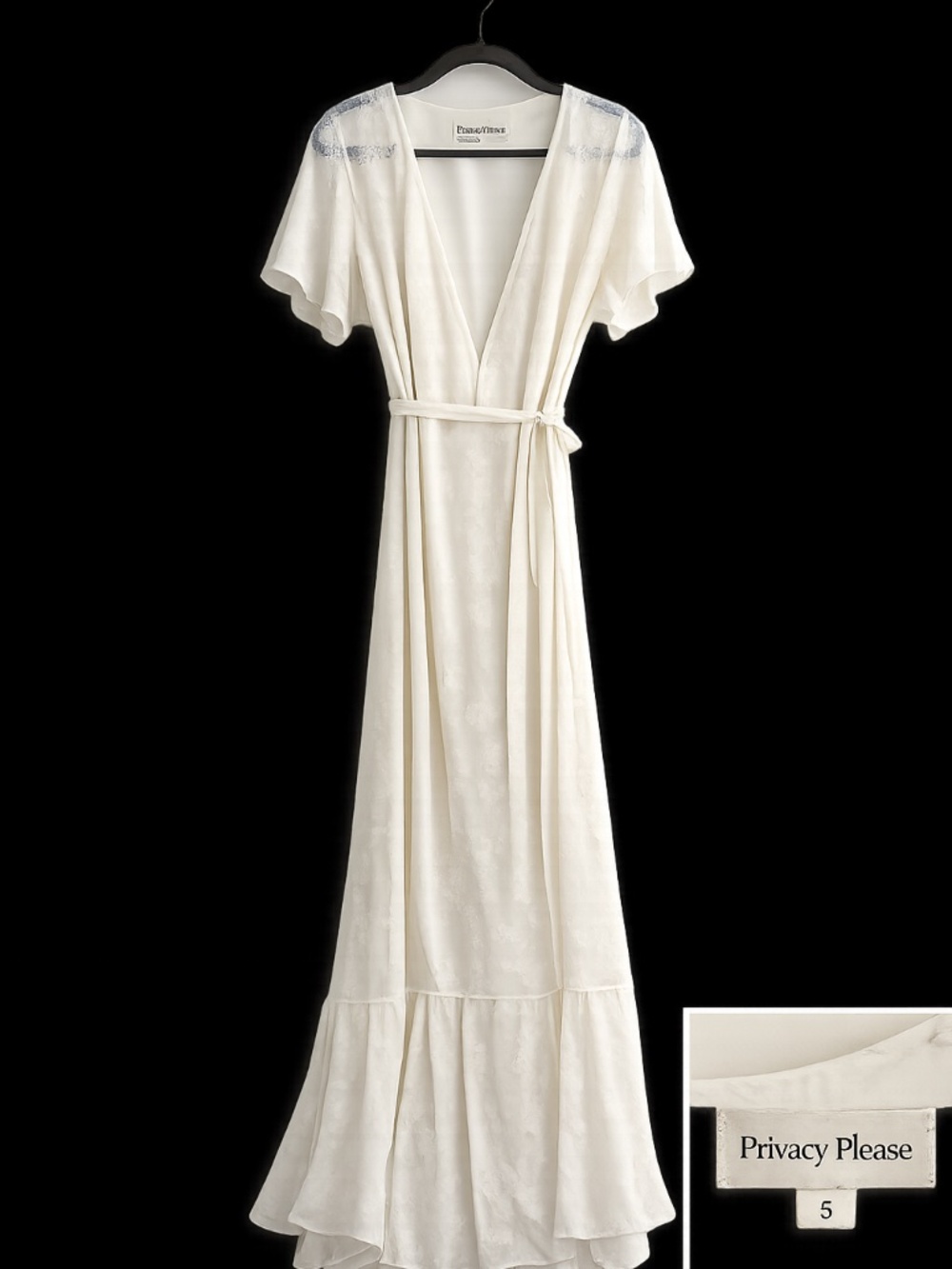 Privacy Please Ivory Swiss Dot Wrap Maxi Dress Size Small